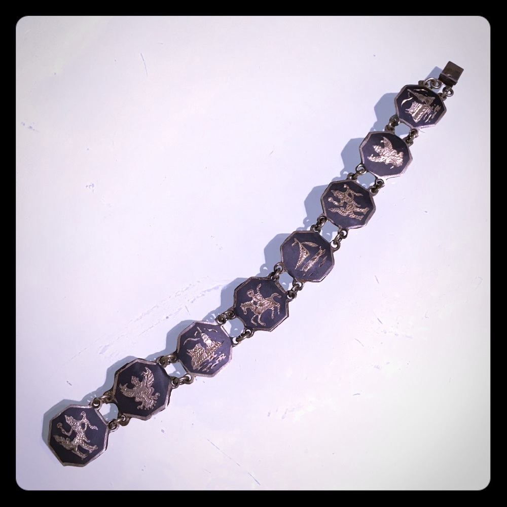 Antique Silver Niello Bracelet
